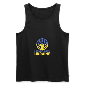 je soutiens l'ukraine drapeau ukrainien - Débardeur bio Premium Homme - noir - Devant - AI Model Male 178 light (178cm)