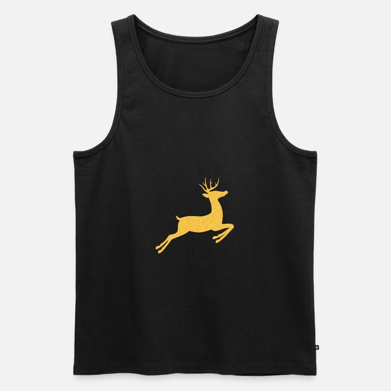 Rentier oder Hirsch Gold glitzernd zu Weihnachten - Männer Premium Bio Tank Top - Schwarz
