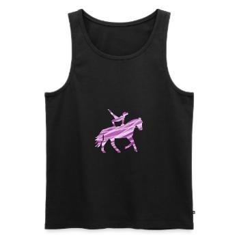 Cheval sautant sur cheval rose - cadeau de saut - Débardeur bio Premium Homme - noir - Devant - Michal (187cm)