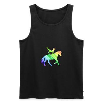 Cheval sautant coloré - cadeau de saut - Débardeur bio Premium Homme - noir - Devant - Michal (187cm)