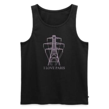 Power pylon as Eiffel Tower "I Love Paris" satire - Men's Premium Organic Tank Top - black - Front - AI Model Male 178 light (178cm)