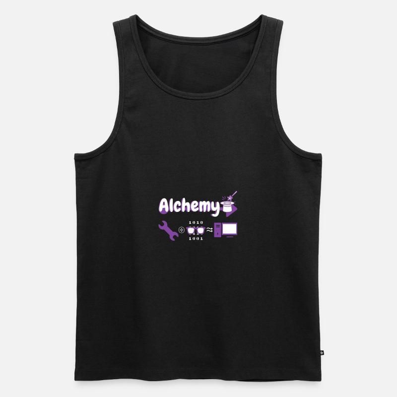 Alchemy: tool + hacker = computer - Men's Premium Organic Tank Top - black