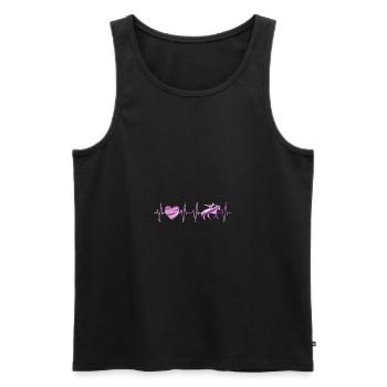 Voltigeur à cheval coeur - voltigeur cadeau - Débardeur bio Premium Homme - noir - Devant - Michal (187cm)
