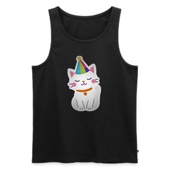 Katze Party Geschenkidee süß lustig - Männer Premium Bio Tank Top - Schwarz - Vorne - Michal (187cm)