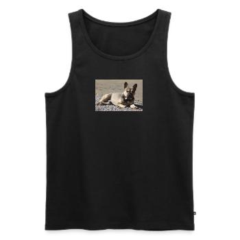 Diable bouledogue français petit molose. - Débardeur bio Premium Homme - noir - Devant - AI Model Male 178 light (178cm)