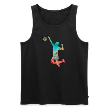 Volleyball Schmettern in PopArt - Männer Premium Bio Tank Top - Schwarz - Vorne - AI Model Male 178 light (178cm)