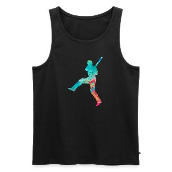 Joueurs de cricket à Popart - Débardeur bio Premium Homme - noir - Devant - Michal (187cm)