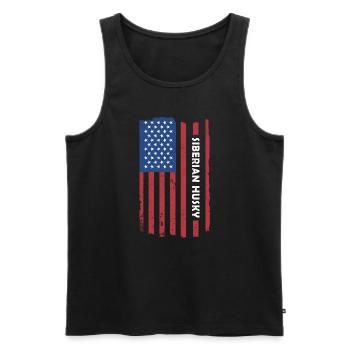 Husky sibérien Drapeau américain - Débardeur bio Premium Homme - noir - Devant - Michal (187cm)