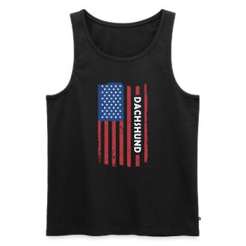 Dachshund Us Flag - Men's Premium Organic Tank Top - black - Front - AI Model Male 178 light (178cm)