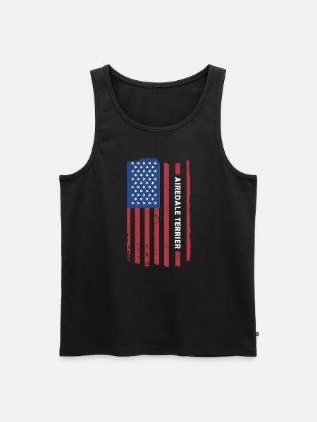 Airedale Terrier Us Flag - Men's Premium Organic Tank Top - black