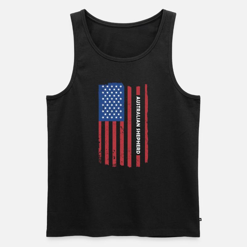 Dog Aussie Us Flag - Männer Premium Bio Tank Top - Schwarz