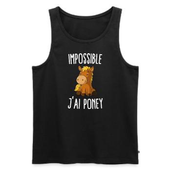 Impossible j'ai poney - Débardeur bio Premium Homme - noir - Devant - Michal (187cm)