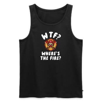 WTF Wo ist der Feuerwehrmann - Männer Premium Bio Tank Top - Schwarz - Vorne - Michal (187cm)