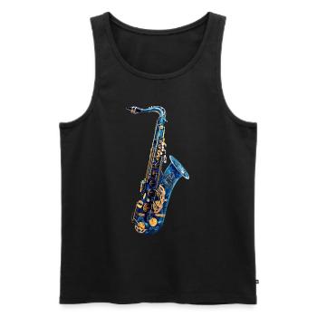 Saxophone Poisson - Débardeur bio Premium Homme - noir - Devant - Michal (187cm)