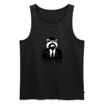 raton laveur, ours, graffiti, peinture, costume - Débardeur bio Premium Homme - noir - Devant - Michal (187cm)