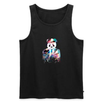 panda,panda bear,colorful,graffiti,painting,suit - Men's Premium Organic Tank Top - black - Front - AI Model Male 178 light (178cm)