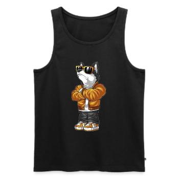 Lustiges Funny Dog Hunde Shirt - Männer Premium Bio Tank Top - Schwarz - Vorne - Michal (187cm)