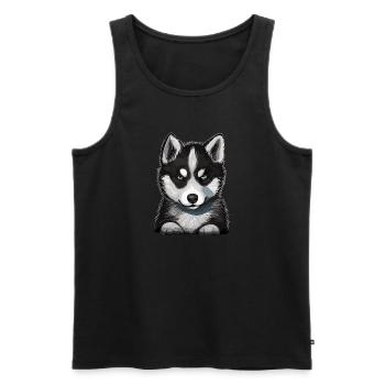 Husky Puppy Dog Baby Sled Dog - Débardeur bio Premium Homme - noir - Devant - Michal (187cm)