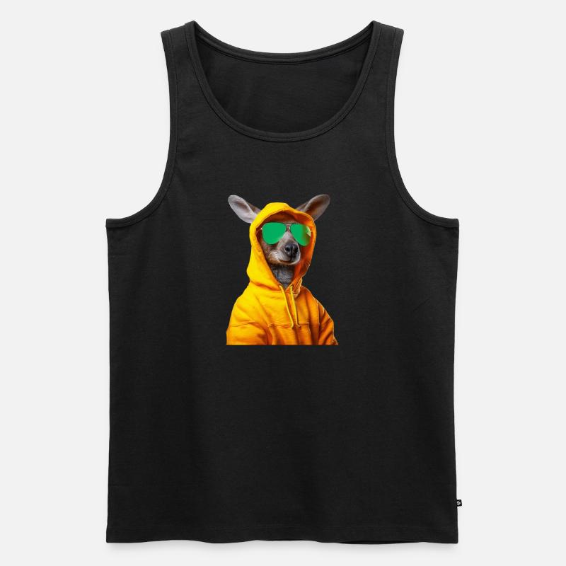 Känguru mit Sonnenbrille Beuteltier Kangaroo - Männer Premium Bio Tank Top - Schwarz