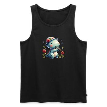Conception de flûte mignonne de jeu de dinosaure - Débardeur bio Premium Homme - noir - Devant - Michal (187cm)