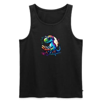 Conception musicale de pianiste Dino cool - Débardeur bio Premium Homme - noir - Devant - Michal (187cm)