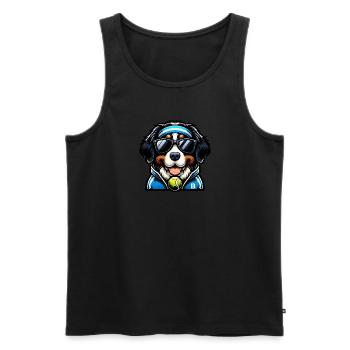 Bernhardiner Tennis Spieler Hund Ball Racket - Männer Premium Bio Tank Top - Schwarz - Vorne - Michal (187cm)