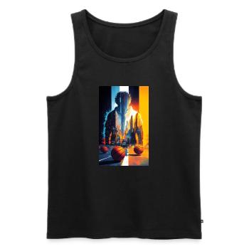 Double exposition au basket-ball - Débardeur bio Premium Homme - noir - Devant - AI Model Male 178 light (178cm)