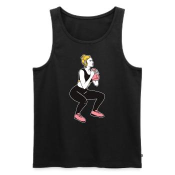 Bodybuilder Leg Day Girl Kettlebells Fitness - Débardeur bio Premium Homme - noir - Devant - Michal (187cm)