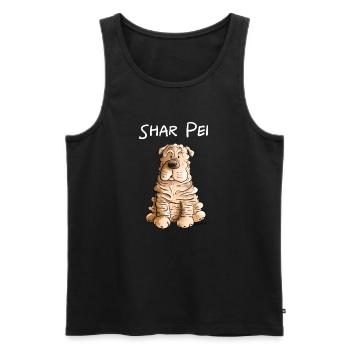Happy Shar Pei I Folding Dog I Dog - Men's Premium Organic Tank Top - black - Front - Michal (187cm)