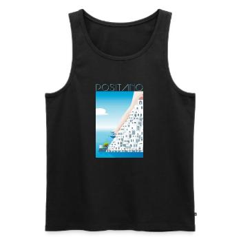 Positano CostaMaisons Blanches Blu - Débardeur bio Premium Homme - noir - Devant - AI Model Male 178 light (178cm)
