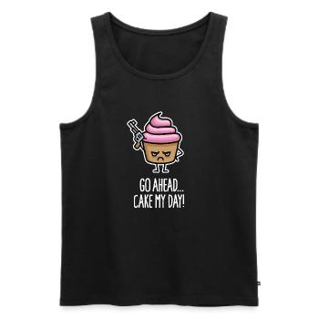 Funny cupcake pun sayings, cake my day - Men's Premium Organic Tank Top - black - Front - AI Model Male 178 light (178cm)