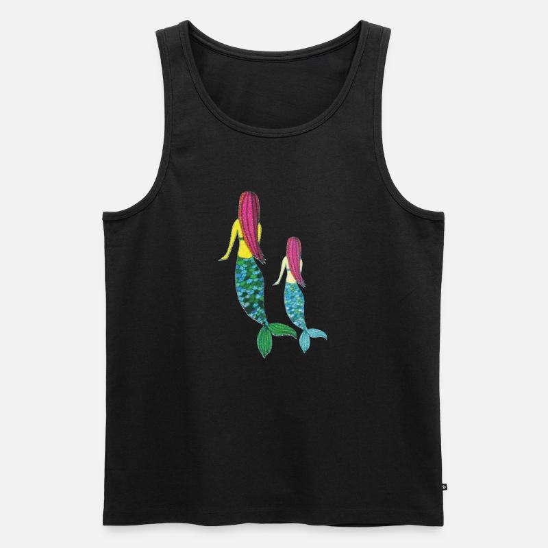 meerjungrau mutter tochter - Männer Premium Bio Tank Top - Schwarz