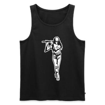 Flûte fille dessin - Débardeur bio Premium Homme - noir - Devant - AI Model Male 178 light (178cm)