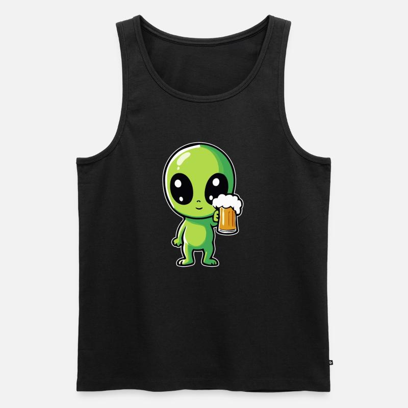 Alien mit Bier - Männer Premium Bio Tank Top - Schwarz