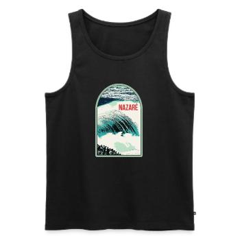 Vagues de Nazaré, Paradis du Surf - Débardeur bio Premium Homme - noir - Devant - AI Model Male 178 light (178cm)