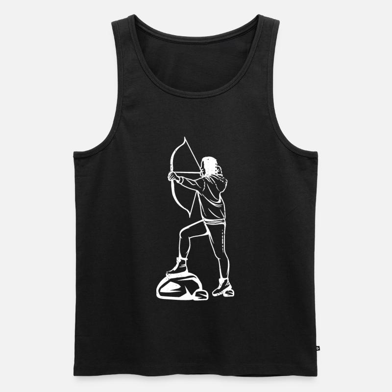 Bogenschießen Mädchen Zeichnung - Männer Premium Bio Tank Top - Schwarz