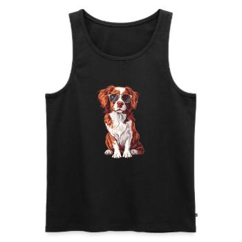 Epagneul Breton, Brittany dog, dog, sunglasses - Men's Premium Organic Tank Top - black - Front - Michal (187cm)