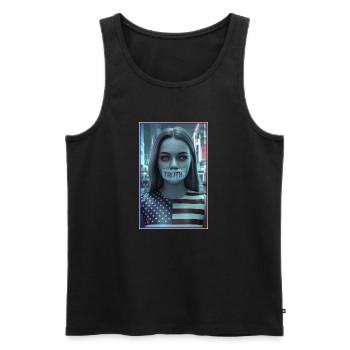 Gesichtsdesign mit Truth-Mund in US-Flagge - Männer Premium Bio Tank Top - Schwarz - Vorne - AI Model Male 178 light (178cm)