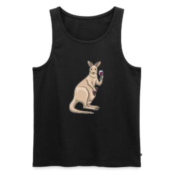 Känguru Rotwein - Männer Premium Bio Tank Top - Schwarz - Vorne - AI Model Male 178 light (178cm)