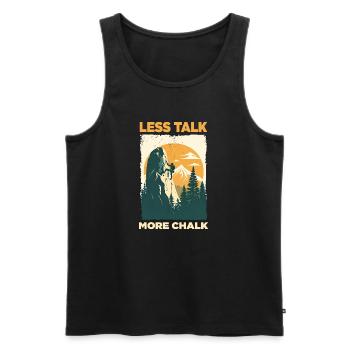 Déclaration d'escalade : Moins de paroles, plus de magnésie - Débardeur bio Premium Homme - noir - Devant - Michal (187cm)