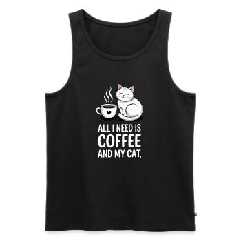Coffee And Cat Saying Caffeine Lover - Men's Premium Organic Tank Top - black - Front - AI Model Male 178 light (178cm)
