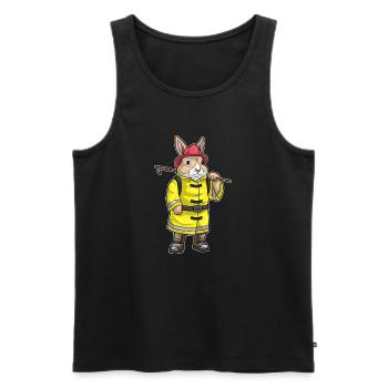 Hase Feuerwehrmann Einreißhaken Feuerwehr - Männer Premium Bio Tank Top - Schwarz - Vorne - Michal (187cm)