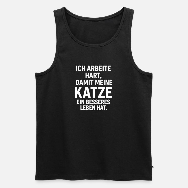 Ich arbeite hart fürs Katzenwohl - Männer Premium Bio Tank Top - Schwarz