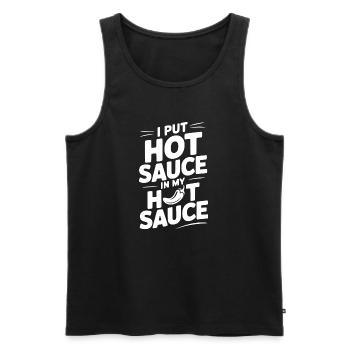 Ich habe scharfe Soße in meine scharfe Soße gegeben - Männer Premium Bio Tank Top - Schwarz - Vorne - AI Model Male 178 light (178cm)