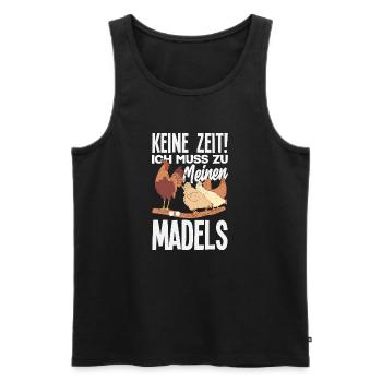 Pas le temps! Je dois aller vers mes filles – des poulets - Débardeur bio Premium Homme - noir - Devant - Michal (187cm)