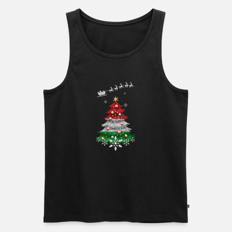 Weihnachtsbaum mit Ungarn Flagge - Männer Premium Bio Tank Top - Schwarz