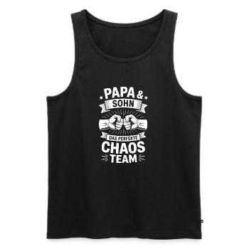 Papa & Sohn Chaos Team - Men's Premium Organic Tank Top - black - Front - Michal (187cm)
