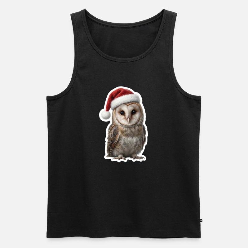 Geheimnisvolle Eule im Weihnachtszauber - Männer Premium Bio Tank Top - Schwarz