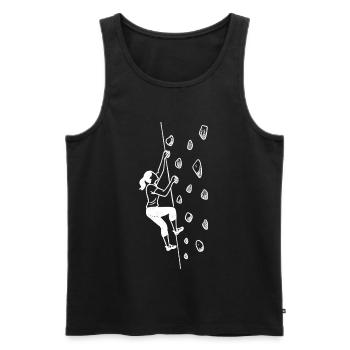 Bouldern Shirt Damen – Grafik Minimalismus - Männer Premium Bio Tank Top - Schwarz - Vorne - Michal (187cm)