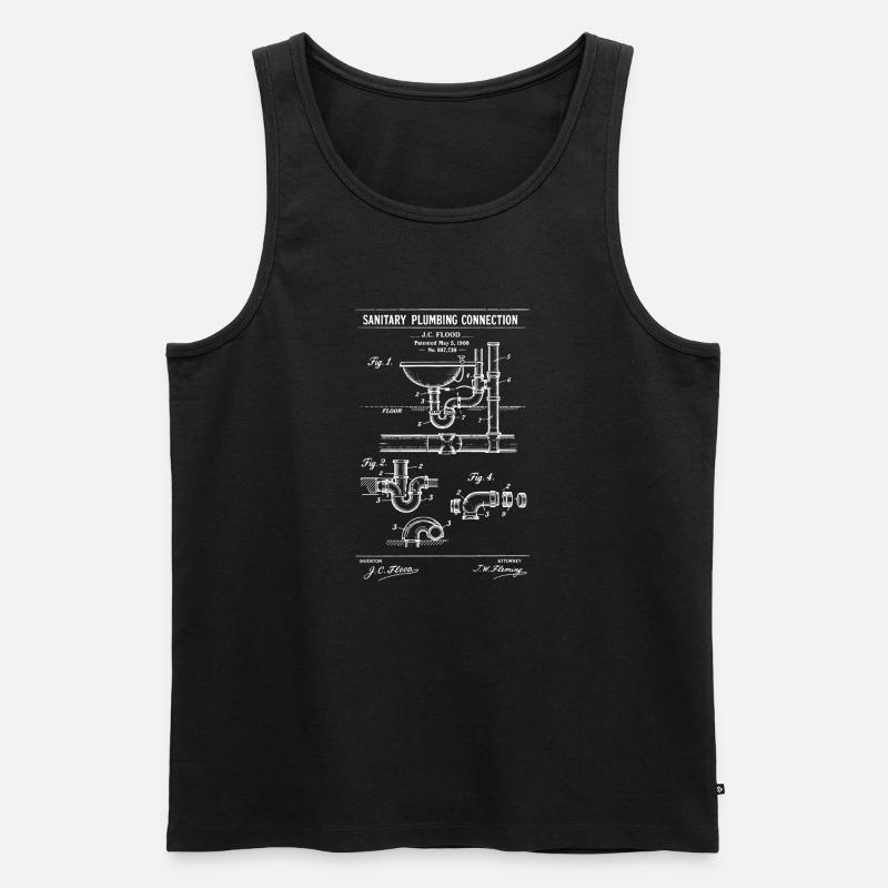 Sanitärdiagramm-Bauplan - Männer Premium Bio Tank Top - Schwarz